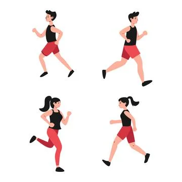 Vector collection of illustrations of people jogging Stock-Illustration