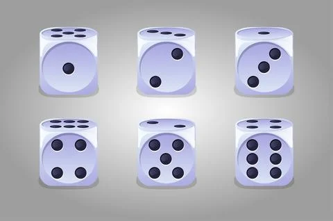 Vector collection of isolated game white dice. Illustrazione stock