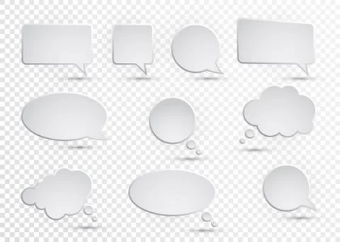 Vector collection of isolated speech bubbles on the transparent background. Illustrazione stock