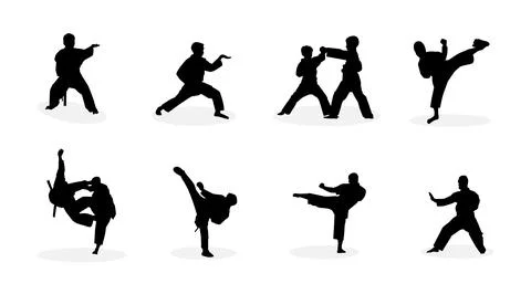Vector collection of karate silhouette illustrations Stock Illustration