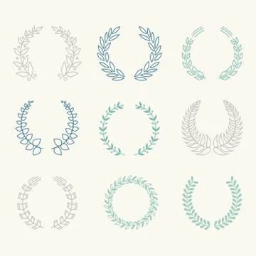 Vector Collection of Laurels, Floral Elements and Banners Stock Illustration