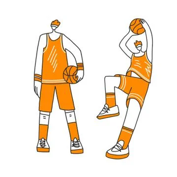 Vector collection of lined doodle and hand draw illustration of basketball Stock Illustration