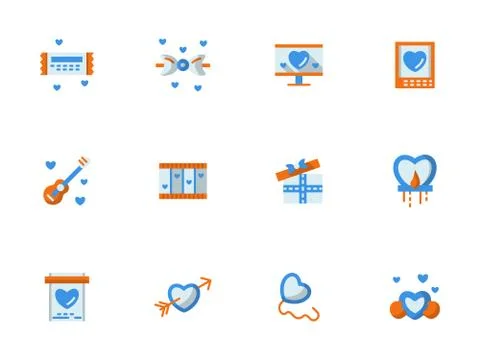 Vector collection of love greeting flat icons Illustrazione stock