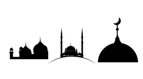 Vector collection of mosque silhouette illustrations 스톡 일러스트
