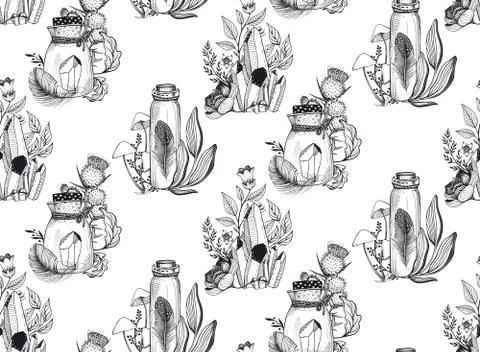 Vector collection of mystical magic boho elements isolated on white. Stock Illustration