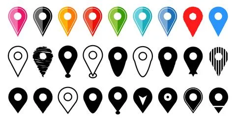 Vector collection of new map location pin icons Stock Illustration