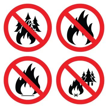 Vector collection of no forest fire icons Stock Illustration