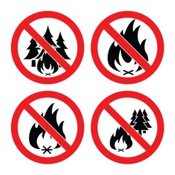 Vector collection of no forest fire icons Stock Illustration