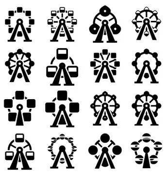 Vector collection of park ferris wheel icons Stock Illustration