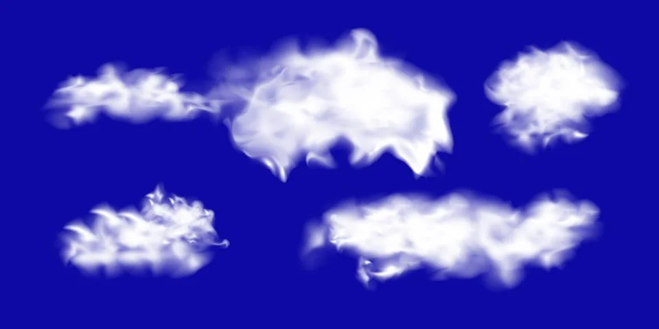 Vector collection of realistic clouds representing various weather types like 库存插图