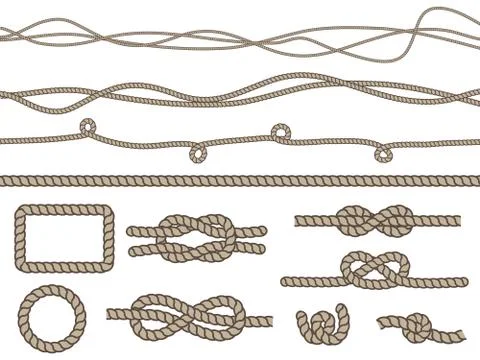 Vector collection of ropes and rope elements Stock Illustration