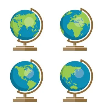 Vector collection of school earth globes icons for geography illustration Stock Illustration