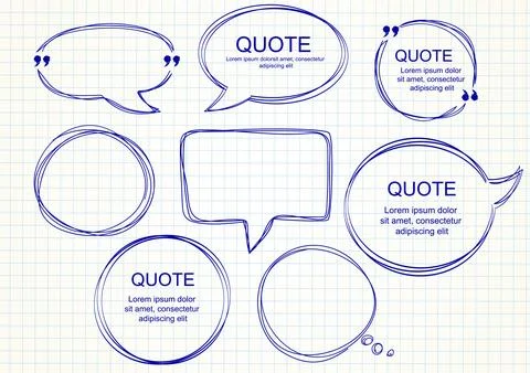 Vector collection of scribbled comic speech bubbles with hand drawn style o.. Stock Illustration