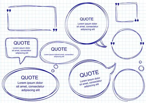 Vector collection of scribbled comic speech bubbles with hand drawn style o.. Stock Illustration