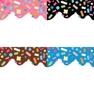 Vector collection of seamless patterns of donut cream with sprinkles Stock Illustration