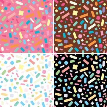 Vector collection of seamless repeating sprinkles patterns Stock Illustration