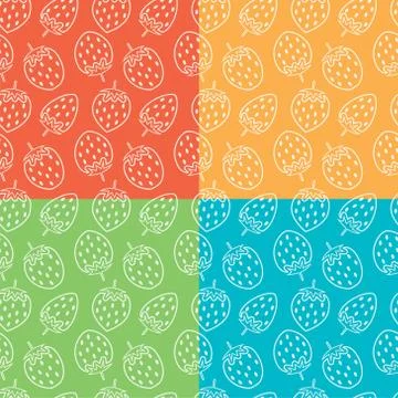 Vector collection of seamless repeating strawberry patterns Stock Illustration