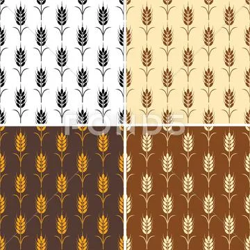 Vector collection of seamless repeating wheat patterns Stock Illustration
