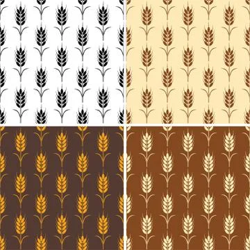 Vector collection of seamless repeating wheat patterns Stock Illustration