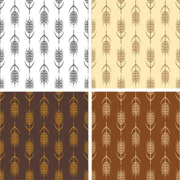 Vector collection of seamless repeating wheat patterns Stock Illustration