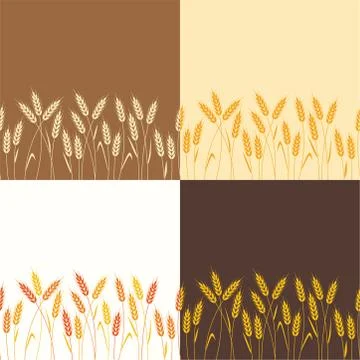 Vector collection of seamless repeating wheat backgrounds Stock Illustration