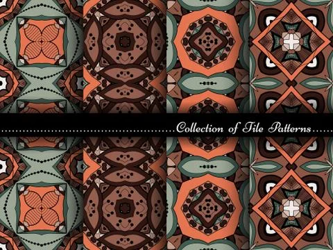 Vector Collection of Seamless Vintage Patterns Stock Illustration