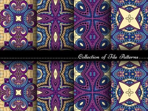Vector Collection of Seamless Vintage Patterns Stock Illustration