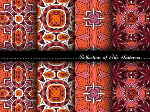 Vector Collection of Seamless Vintage Patterns Illustrazione stock
