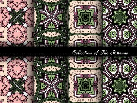Vector Collection of Seamless Vintage Patterns Stock Illustration