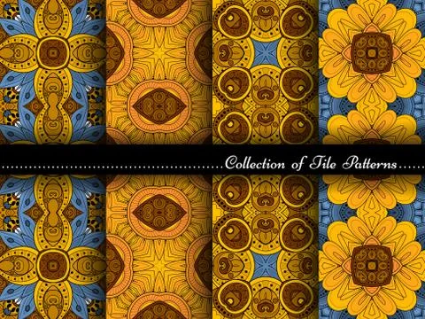 Vector Collection of Seamless Vintage Patterns Stock Illustration