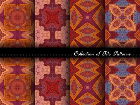 Vector Collection of Seamless Vintage Patterns Illustrazione stock