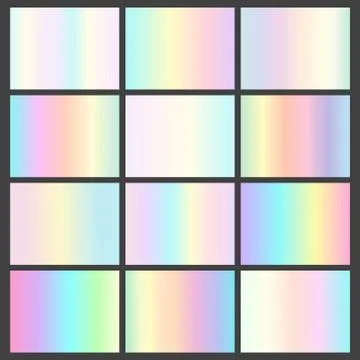 Vector collection of shiny neon multicolored gradients Stock Illustration