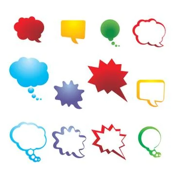 Vector collection speech and thought communication bubbles. Stock Illustration