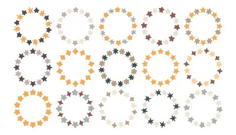 Vector collection of star wreath frames in soft neutral colors. Minimal 스톡 일러스트