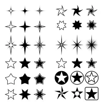 Vector collection of stars isolated on white background. Stock Illustration