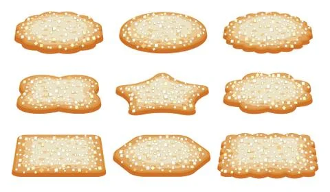 Vector collection of sugar shortbread cookies Stock Illustration