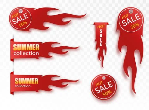 Vector collection of summer collection price tags. Ribbon sale banners isolated Stock Illustration
