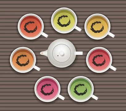 Vector collection of tea cups Stock Illustration