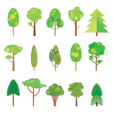 Vector collection of trees Stock Illustration