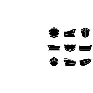Vector Collection of Various Boat and Ship Hull Silhouettes for Marine Design Ilustración de archivo