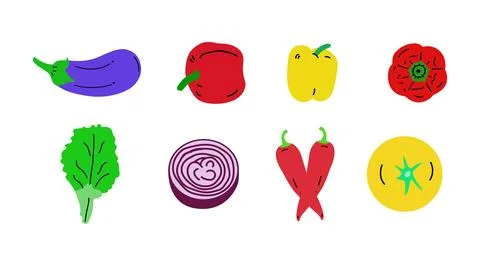 Vector collection of vegetable illustrations Stock Illustration
