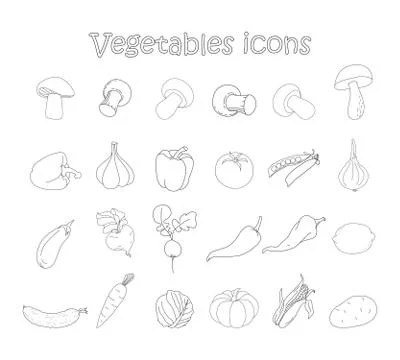 Vector collection of vegetables Stock Illustration