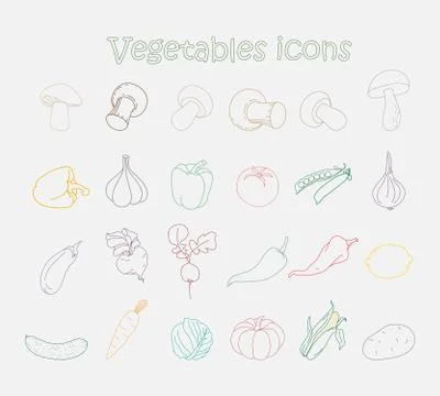 Vector collection of vegetables Stock Illustration
