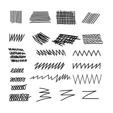 Vector collection of wavy black paint strokes. Dirty curved lines and wavy Stock Illustration