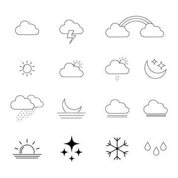 Vector collection of weather icon set Stock Illustration