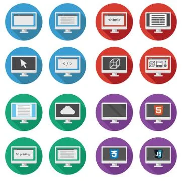 Vector collection web development round icons イラスト素材