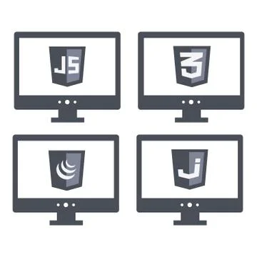 Vector collection of web development shield signs - css3 and javascript Stock-Illustration