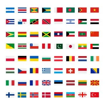 Vector collection of world national flags in flat design for international イラスト素材