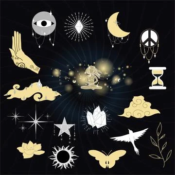 Vector collections of art mystic bundle 库存插图