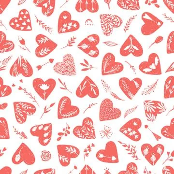 Vector collections of hand drawn hearts isolated on transparent background. Love Stock Illustration
